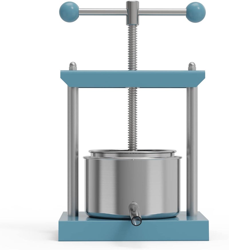 SQUEEZE master Cheese Tincture Herb Fruit Wine Manual Press -0.53Gallon/ 2 Litre-Power Ball Handle-Stainless Steel & Iron for Juice, Cider,Wine,Olive Oil-Blue - Image 1